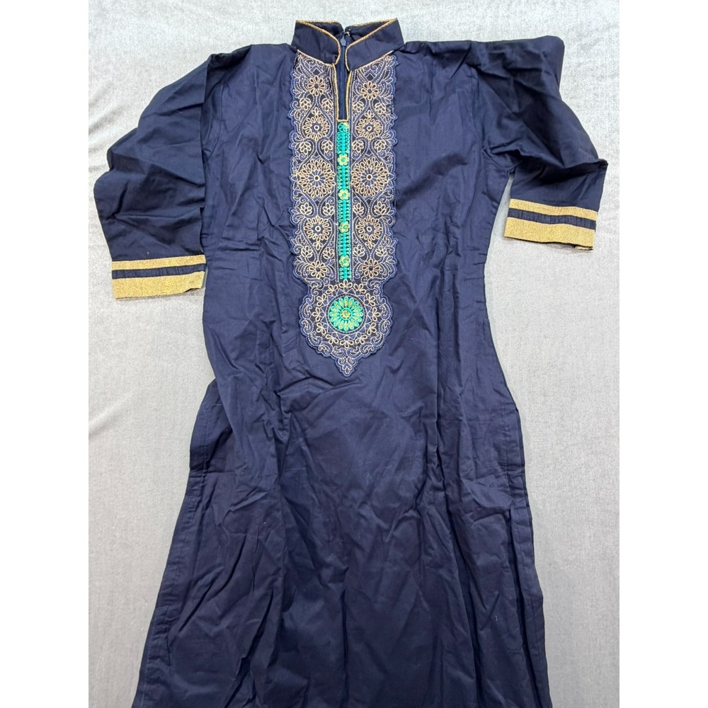 New Embroidered Indian Kurta Top Dress women Size Small Blue